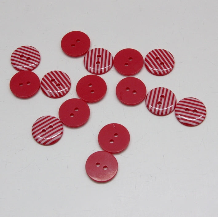 Striped Polyester Buttons - Red