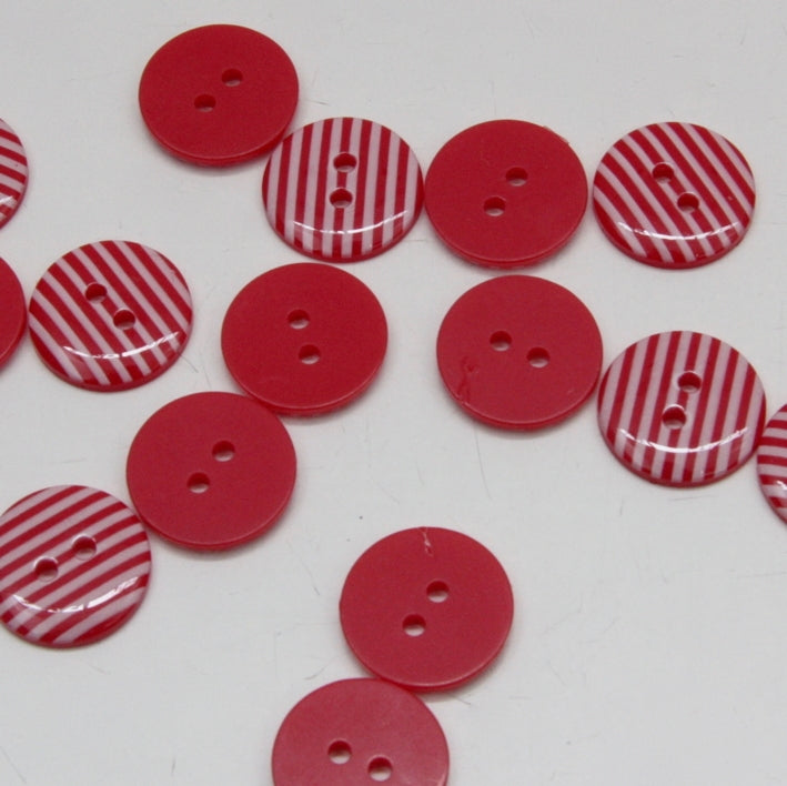 Striped Polyester Buttons - Red