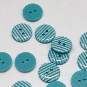 Striped Polyester Buttons - Turquoise
