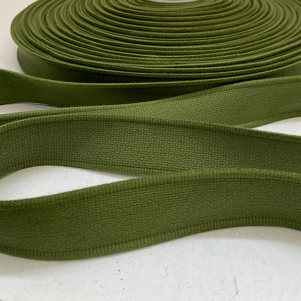 Cotton Strap Webbing 28mm - Calla Green