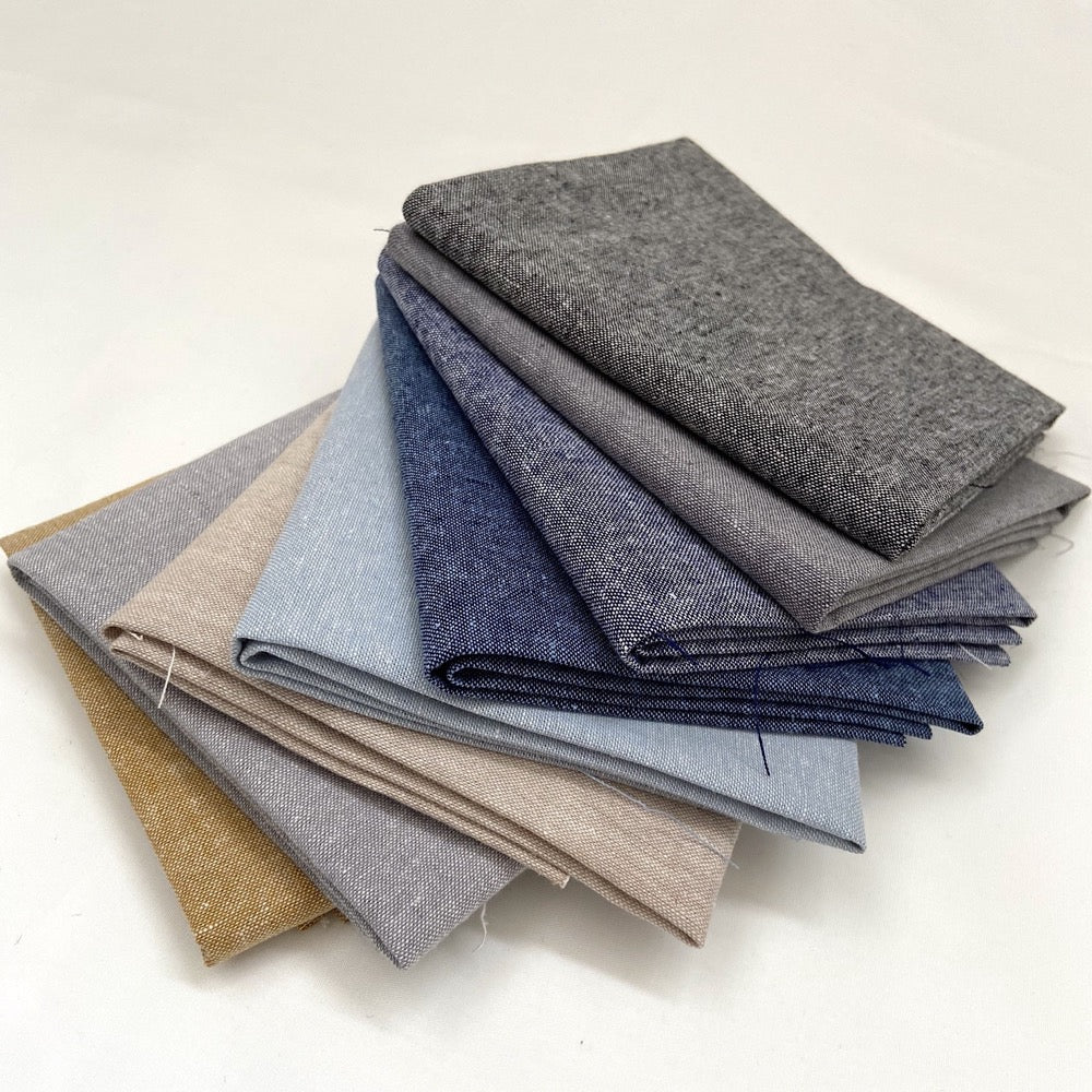 Essex Linen Mix Chambray - Fat Quarter Bundle x 7