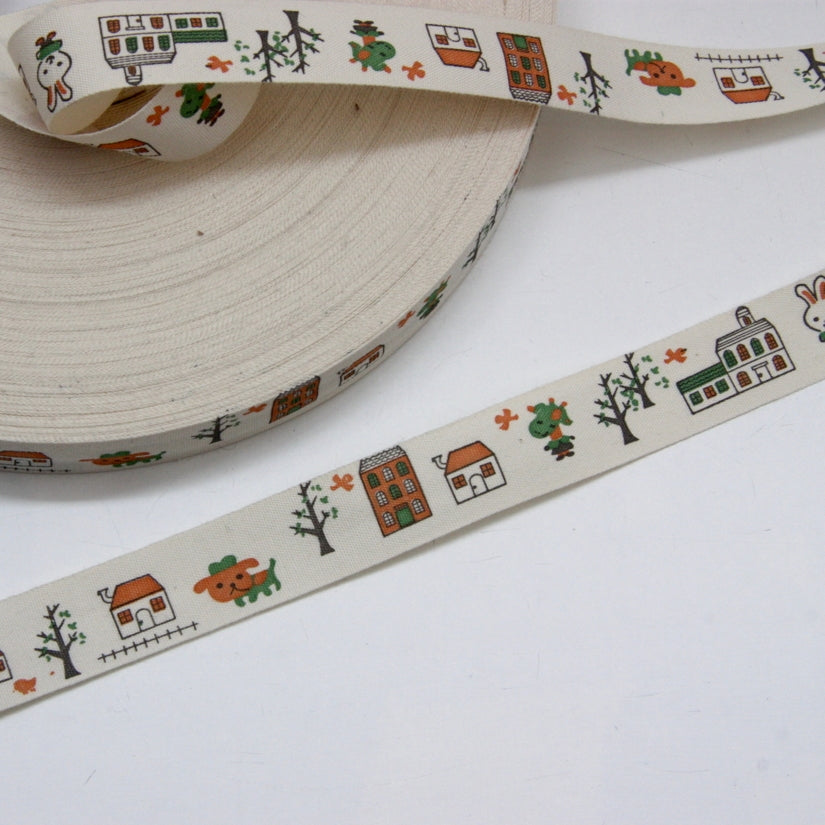 Printed Cotton Ribbon - Animal Friends 20mm