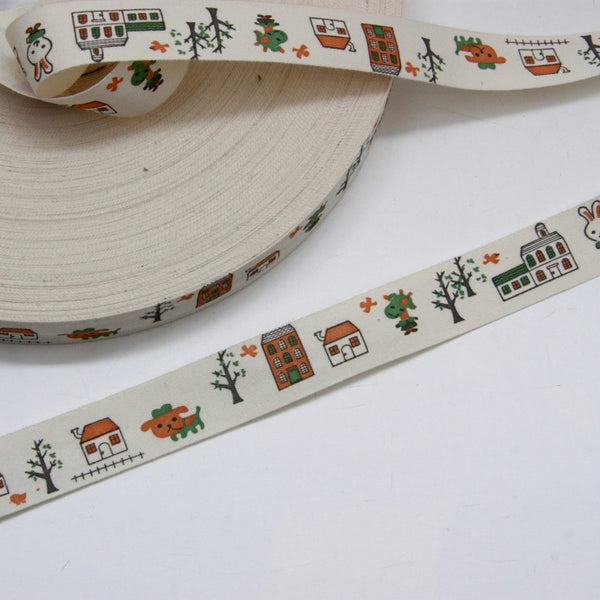 Printed Cotton Ribbon - Animal Friends 20mm