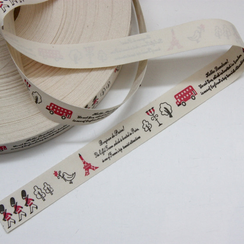 Cotton Ribbon - Bonjour Hello 21mm