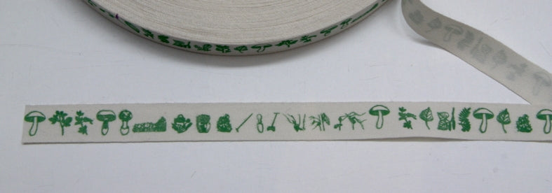 Printed Cotton Ribbon - Foraging Green 17mm