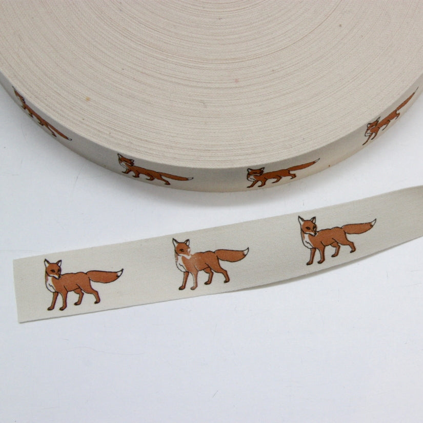 Printed Cotton Ribbon - Foxy Foxy 25mm