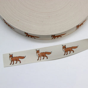 Printed Cotton Ribbon - Foxy Foxy 25mm