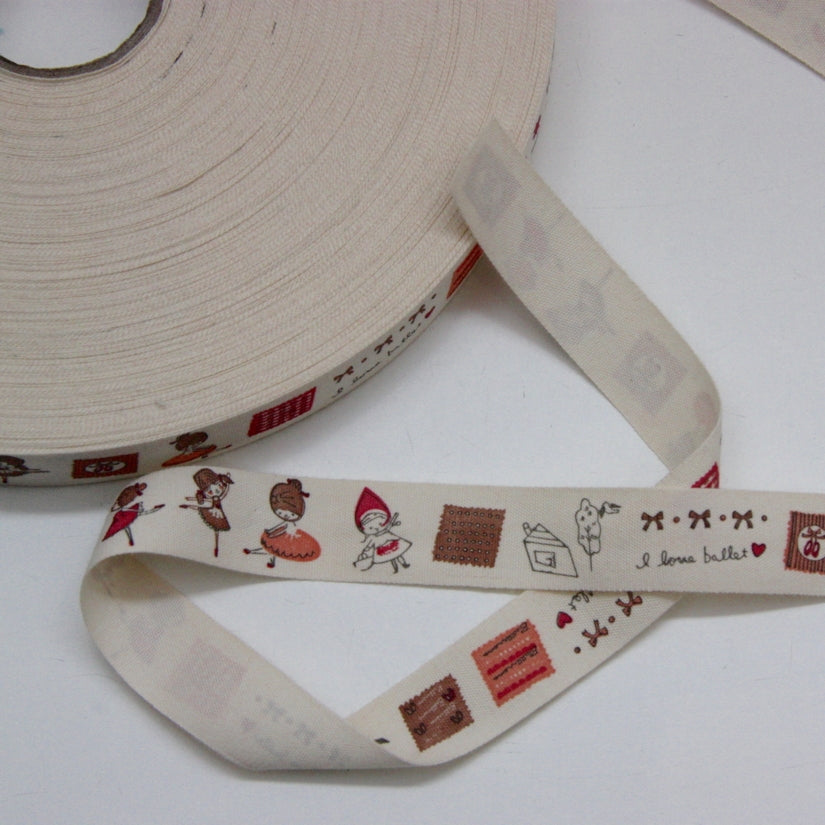 Printed Cotton Ribbon - I Love Ballet 21mm