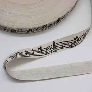 Printed Cotton Ribbon - Music Sheet 20mm
