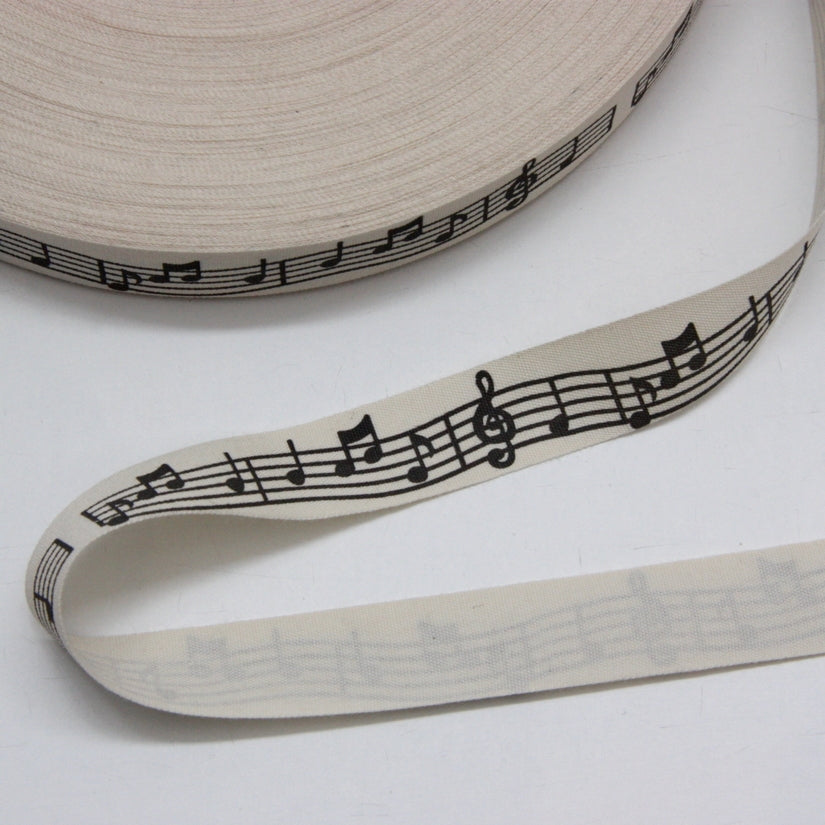 Cotton Ribbon - Music Sheet 20mm | Ribbons and Trims | Ray Stitch