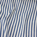 striped blue and cream cotton ticking fabric