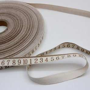 Printed Cotton Ribbon - Tape Measure Brown 16mm