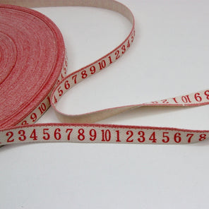 Printed Cotton Ribbon - Tape Measure Red 16mm