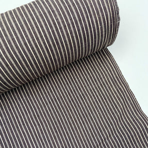 Organic Cotton Crossweave - Stripe Brown