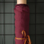 dark plum pink purple red coloured and washed european linen fabric