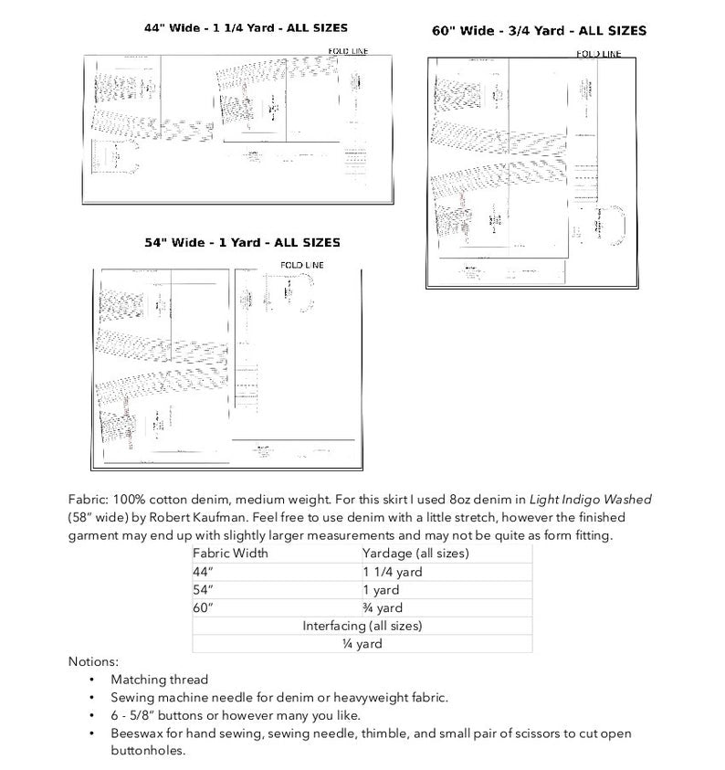 Anna Allen Clothing - Denim Button Up Skirt - PDF Pattern