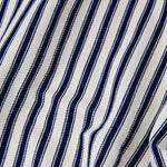 striped dark navy blue and cream cotton ticking fabric
