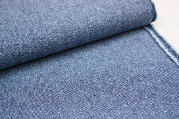 linen cotton mix medium weight fabric in blue