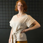 ivory coloured and washed european linen wrap top fabric
