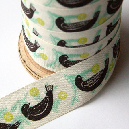Alice Pattullo Christmas Partridge Ribbon - By The Metre