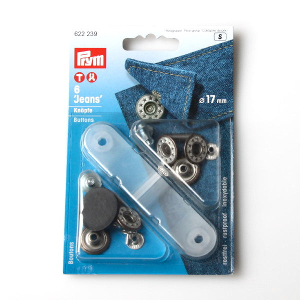 Prym 622239 - Jeans Buttons - Silver 17mm