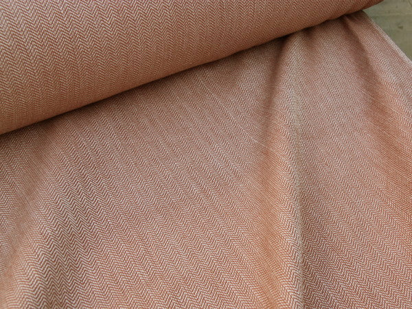 Organic Cotton Herringbone - Brick