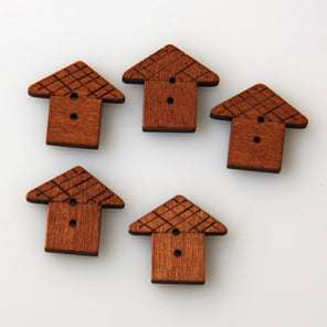 Wooden House Buttons - Oak