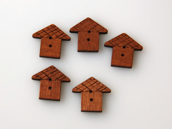 Wooden House Buttons - Oak