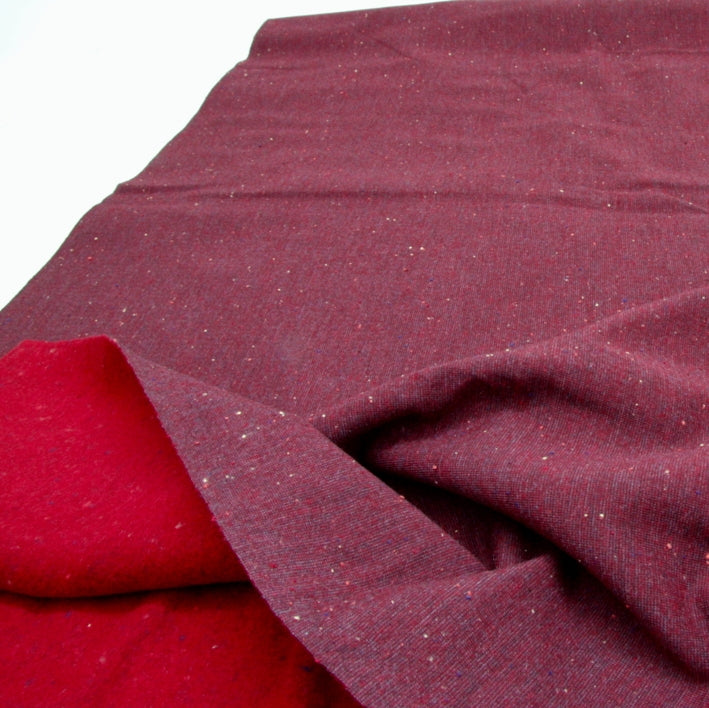 speckled burgundy red cotton soft sweatshirt fleece fabric