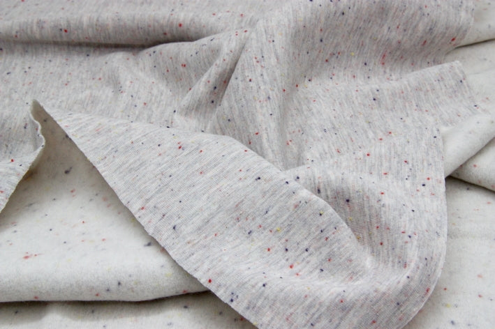 speckled light grey cotton soft sweatshirt fleece fabric