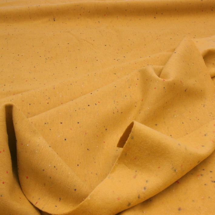 speckled yellow cotton soft sweatshirt fleece fabric
