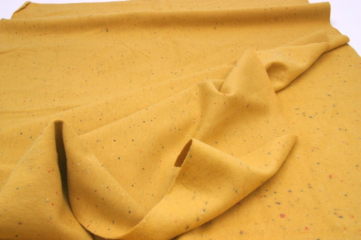 speckled yellow cotton soft sweatshirt fleece fabric