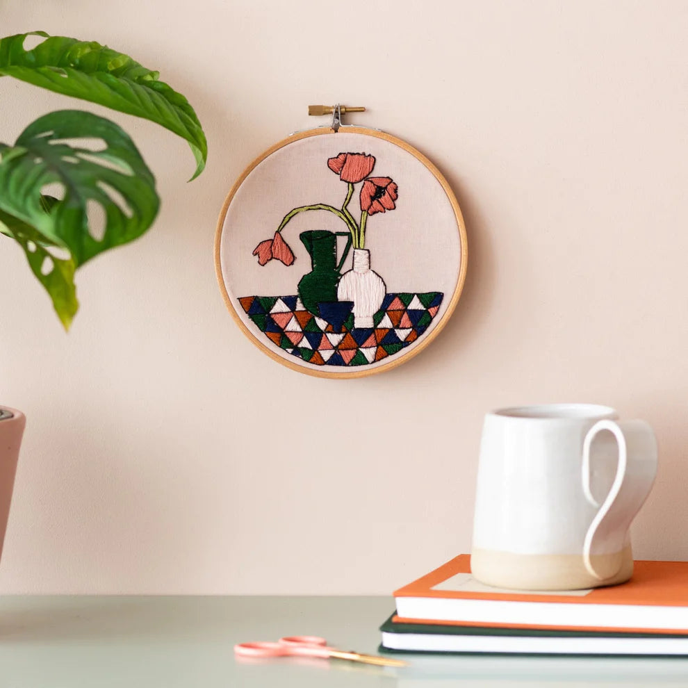 Modern Embroidery Kit - Geometric Poppies