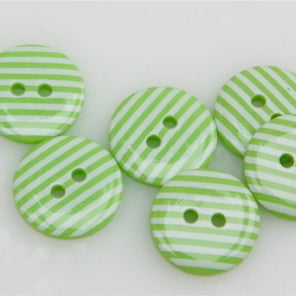 Striped Polyester Buttons - Lime