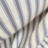 striped grey and cream cotton ticking fabric