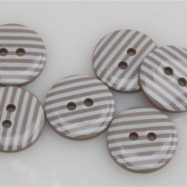 Striped Polyester Buttons - Mink
