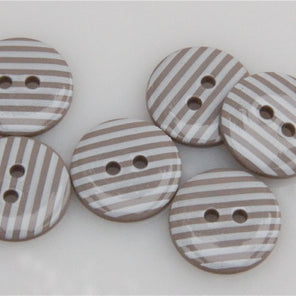 Striped Polyester Buttons - Mink
