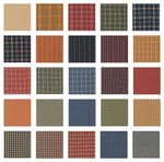 grid of swatches showing check and stripe woven fabrics