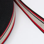 Stripe Strap Webbing 38mm - Black/Red/Cream Striped