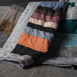 patchwork quilt grey colour linen herringbone weave