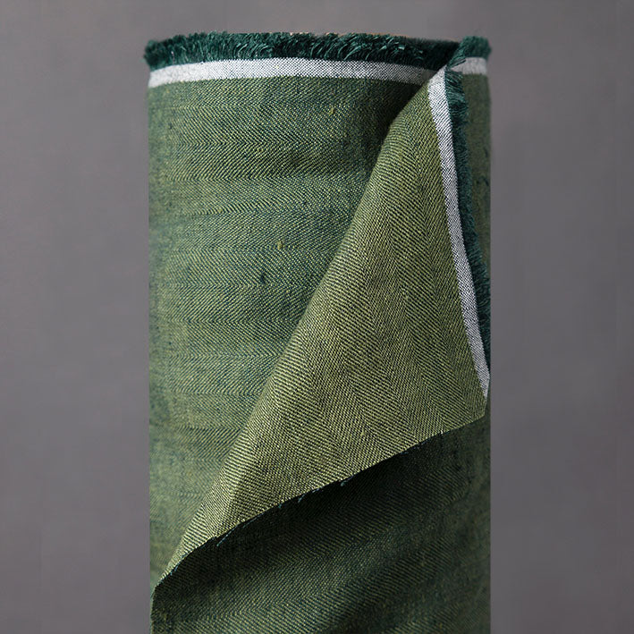 European Herringbone Linen - Dam Green