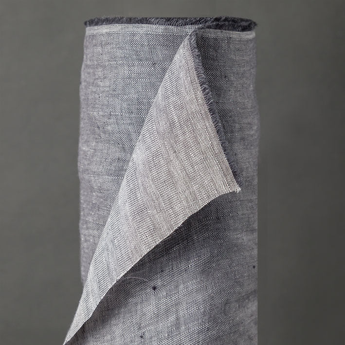 European Herringbone Linen - Bracon Ash