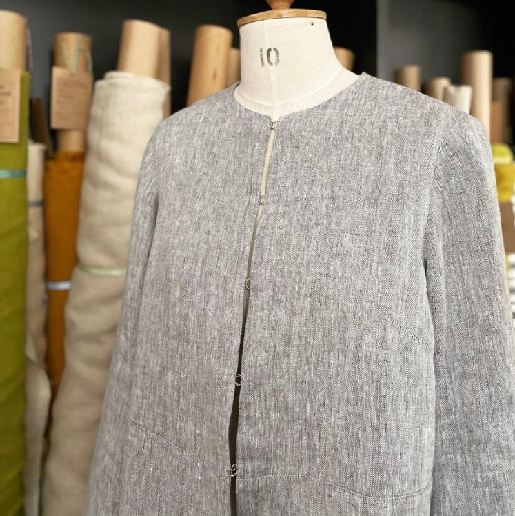 European Herringbone Linen - Powder