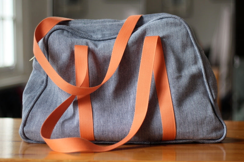 Holdall bag made in sewing class , lined with zip and piping