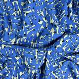 blue and white print on fine cotton lawn fabric