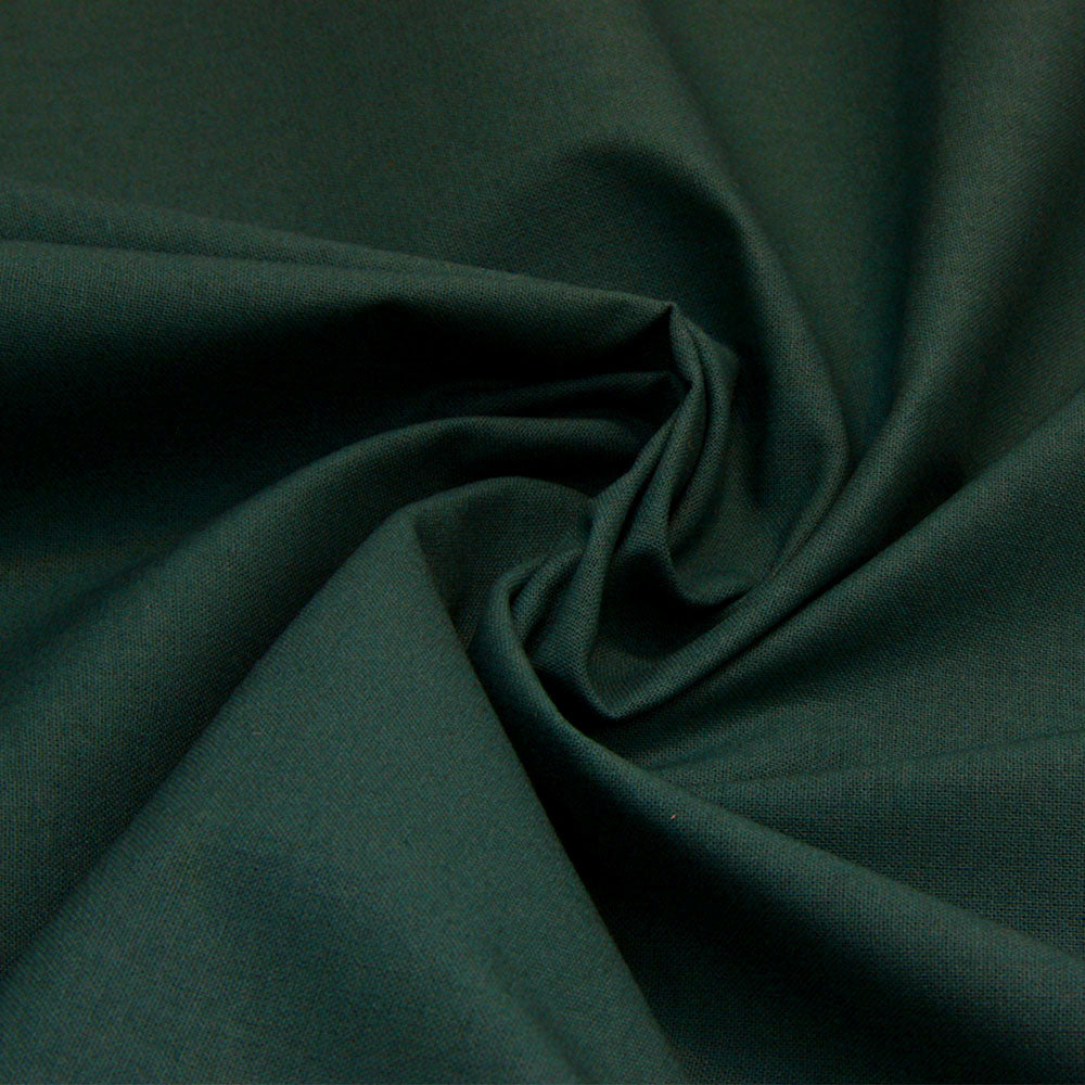 plain wide crisp cotton fabric in hunter green