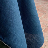 blue colour linen herringbone weave draping fabric 