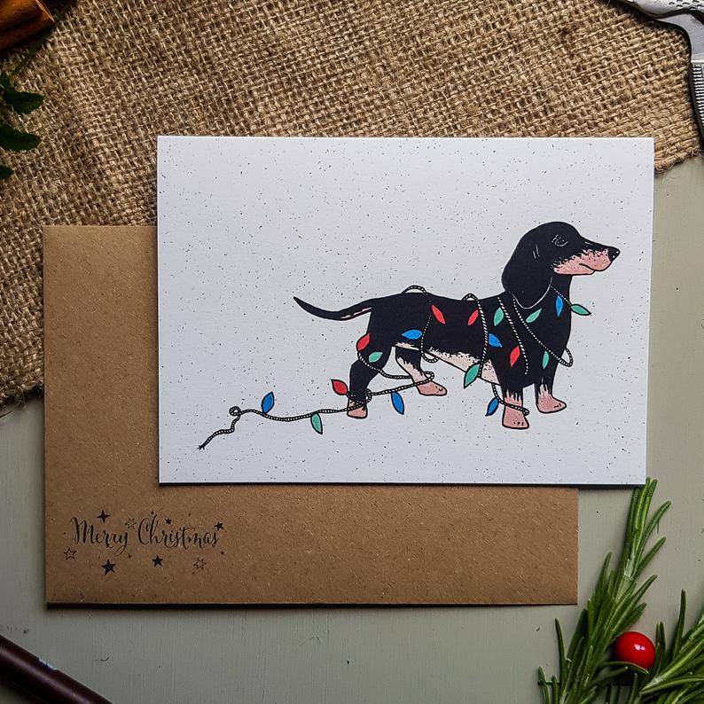 Festive Pups - Dachshund Christmas Card