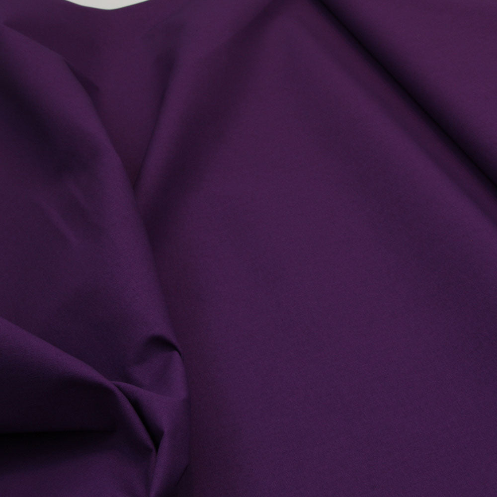 plain wide crisp cotton fabric in imperial purple
