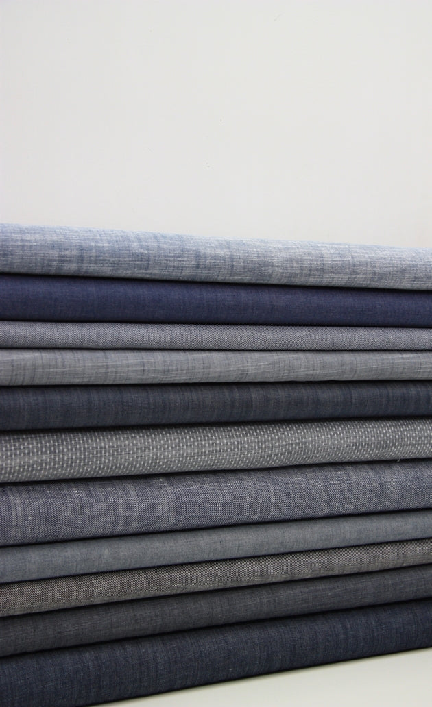 Robert Kaufman Chambray Union - Indigo Herringbone